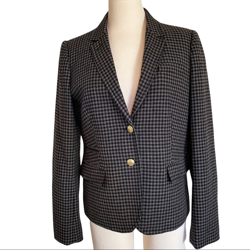 J. Crew Factory “Keating” Black & Gray Houndstooth  Boy Blazer w/Elbow Patches